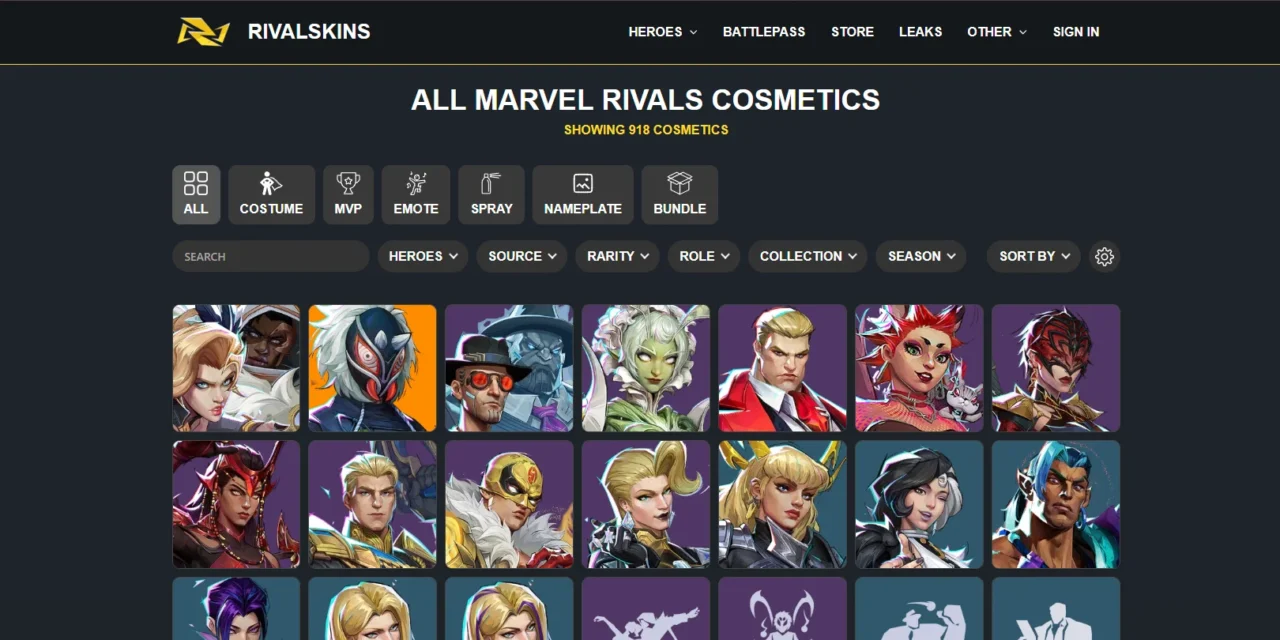 RivalSkins.com: The Ultimate Marvel Rivals Cosmetic Guide for Skins, Emotes, Bundles, and More